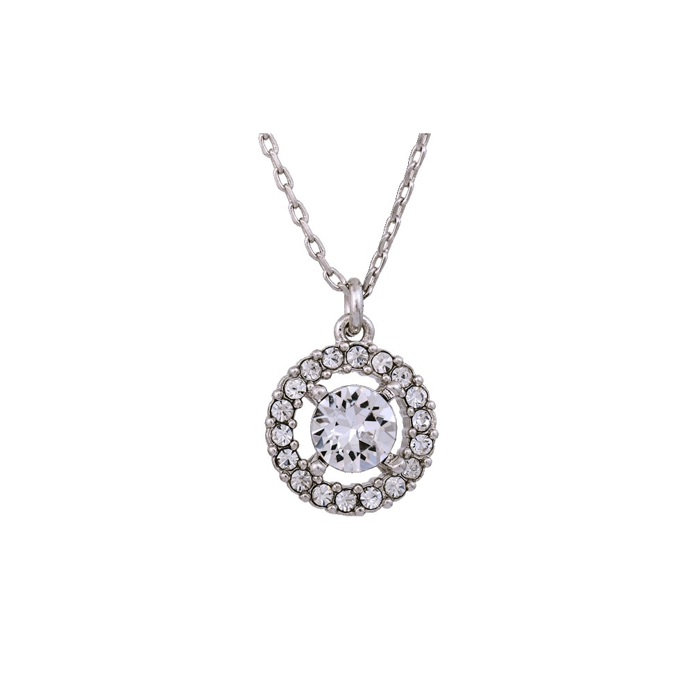 Elegant smykke med vakkert anheng designet av Lily & Rose. Kjedet har en tynn fin sølvbelagt lenke og rundt anheng besatt med klare glitrende Swarovski krystaller.