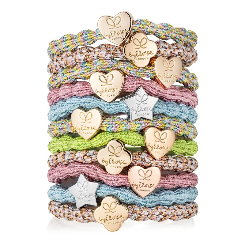 ULIKE FARGER PÅ BYELOISE HÅRSTRIKK/ARMBÅND METALLISK SØLVSTJERNE