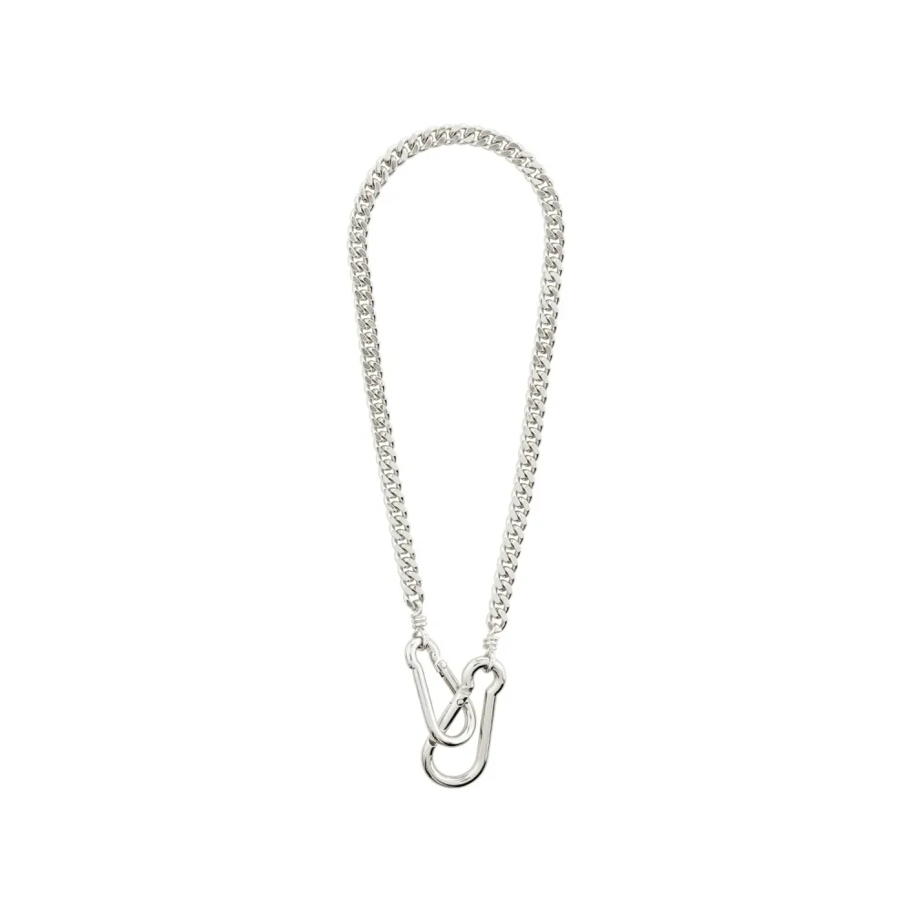 PILGRIM HOPEFUL CARABINER CURB CHAIN NECKLACE SILVER PLATED