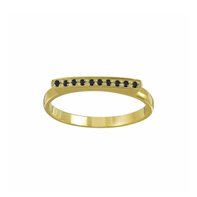 JBX Lucy gold bar black cubic zirconia ring