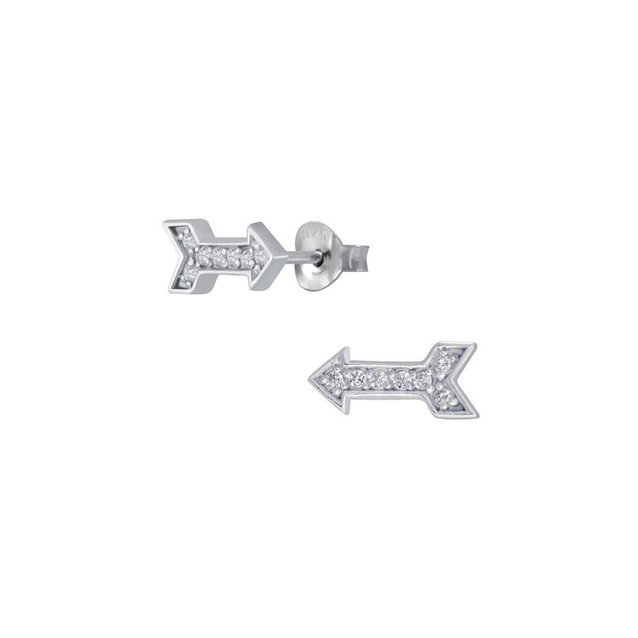 REBECKA MINI ARROW EARRINGS SILVER/CLEAR