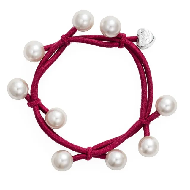 byEloise Pearl cluster burgundy hårstrikk/armbånd