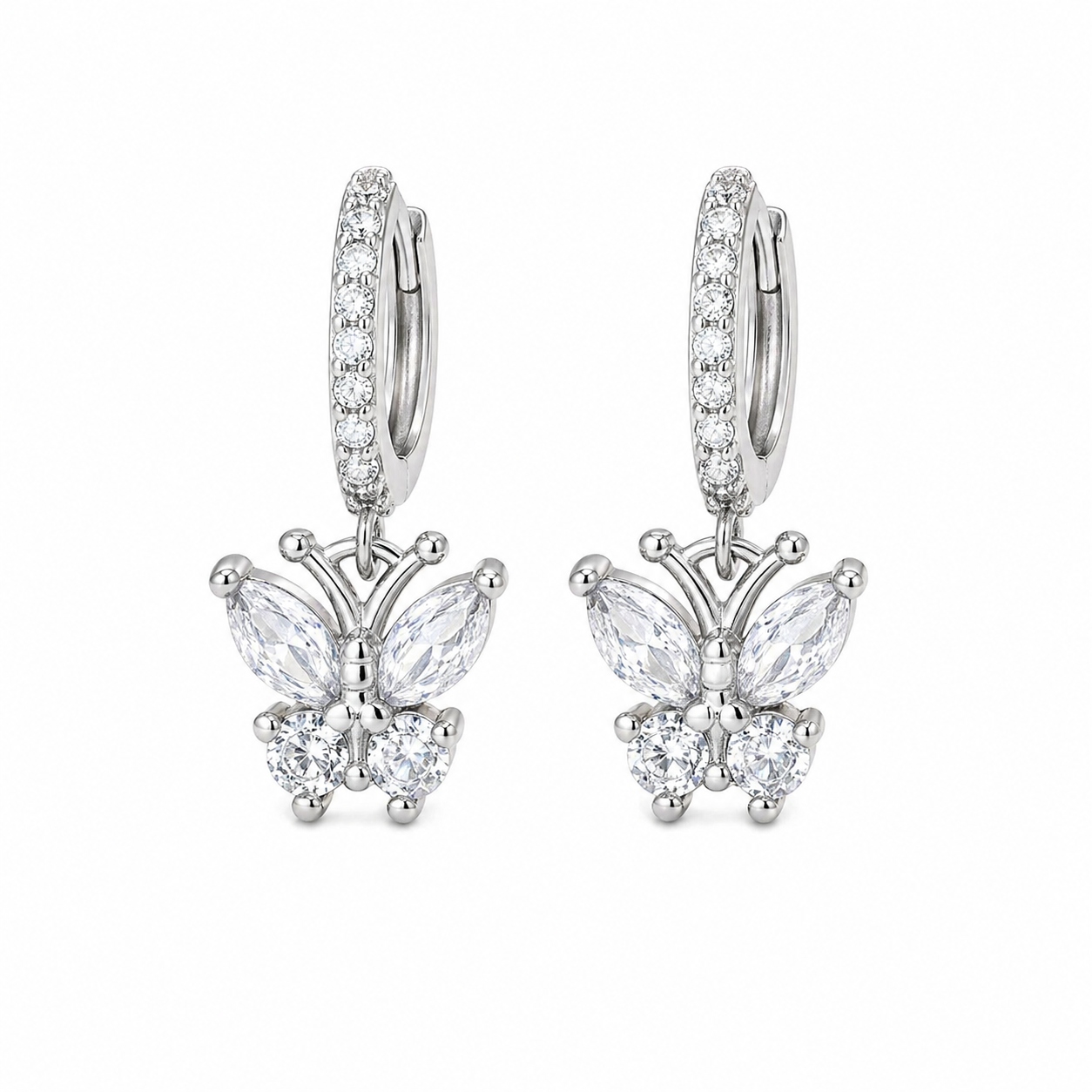 AVI Jewels Butterfly hoops clear/silver