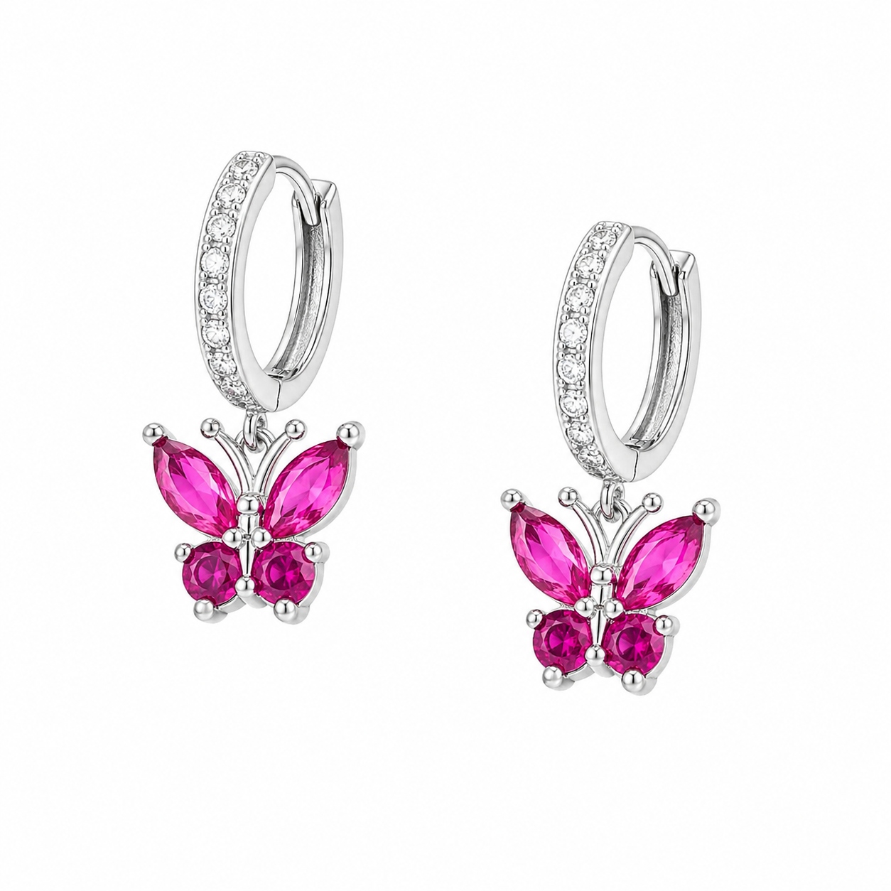 AVI Jewels Butterfly hoops ruby/silver
