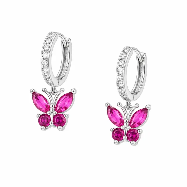 AVI Jewels Butterfly hoops ruby/silver
