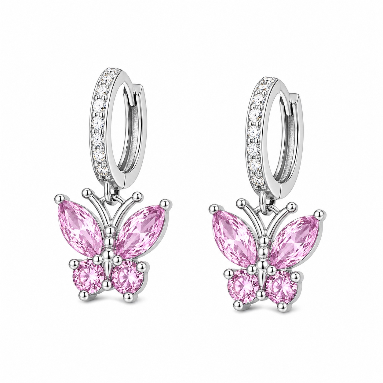 AVI Jewels Butterfly hoops pink/silver