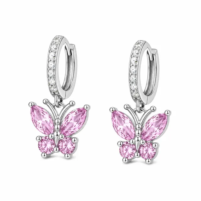 AVI Jewels Butterfly hoops pink/silver
