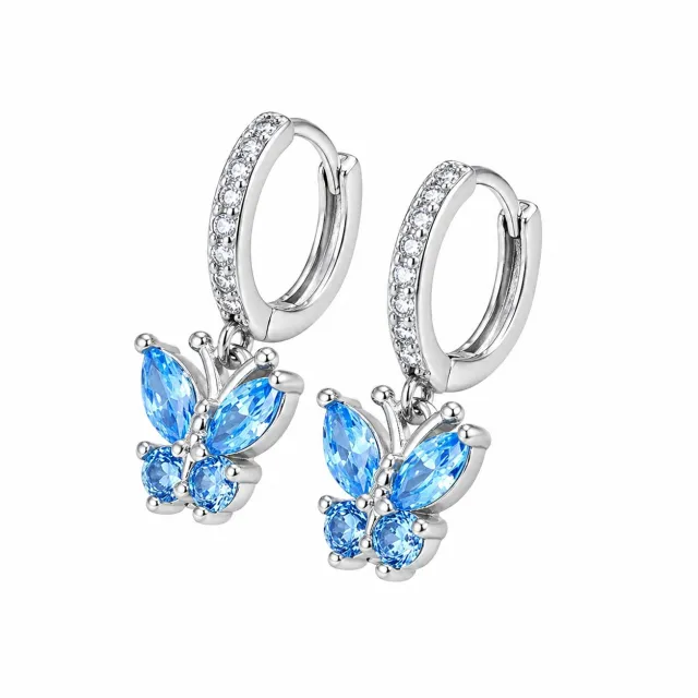 AVI Jewels Butterfly hoops light blue/silver