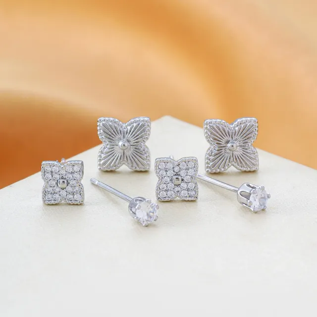 AVI Jewels Flower earrings 3 piece silver