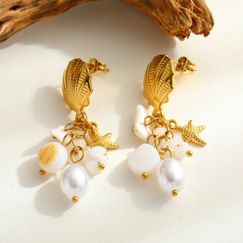 AVI Jewels Seychelles earrings gold/white