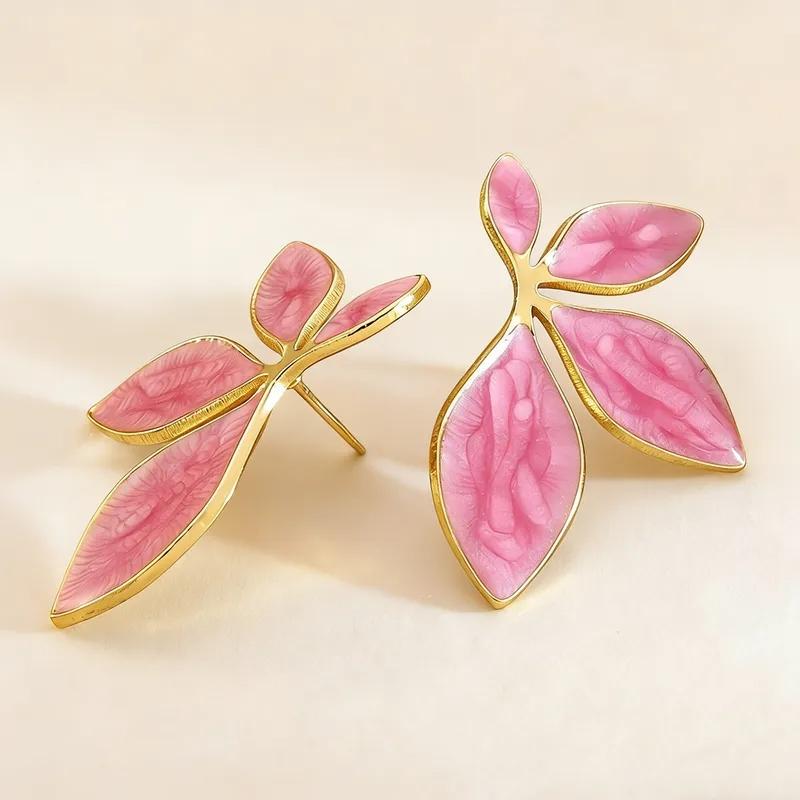 AVI Jewels Dahlia earrings pink/gold