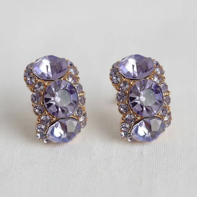 Ellemadera Elegant Purple Cubic Zirconia Stud Earrings