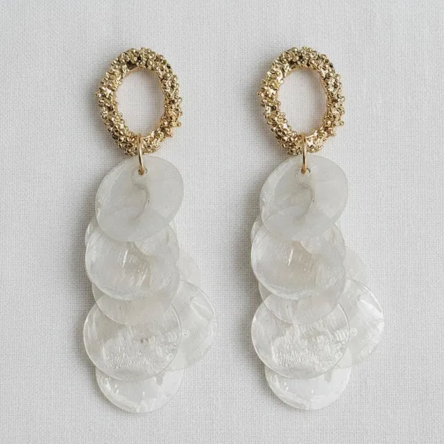 AVI Jewels  French Shell Tassel Earrings