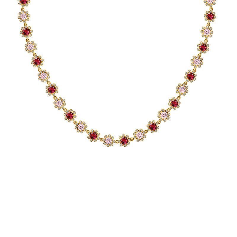Amorino Floral Necklace with Colored Zircons