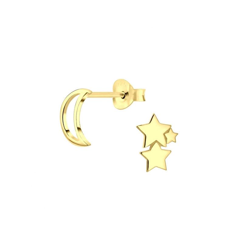 JBX Moon and Star stud earrings 14k goldplated