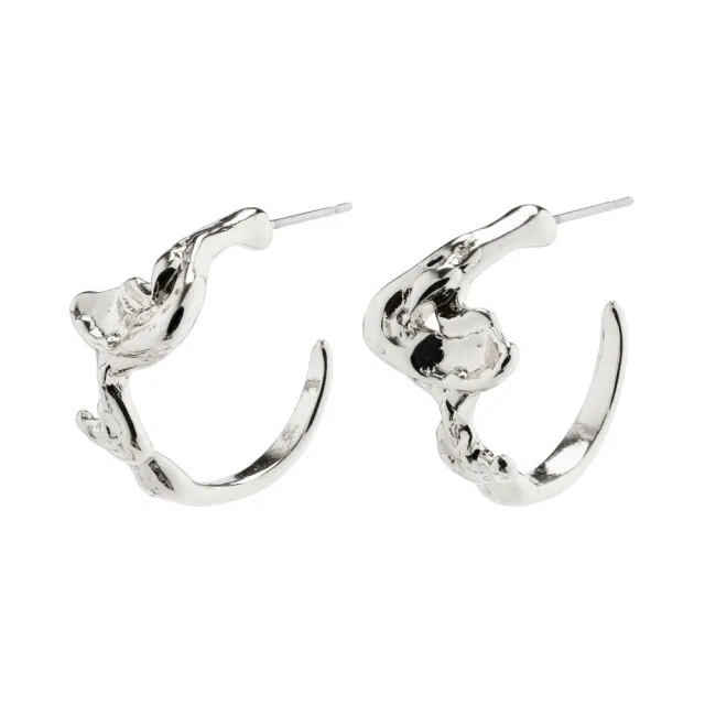 Pilgrim Tess organic shaped hoop earrings silverplated