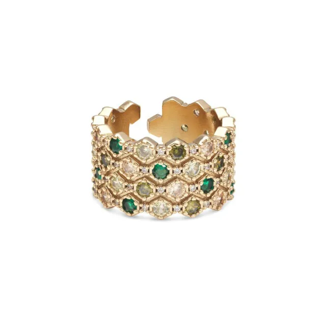 Ylva Li Halo ring - Emerald