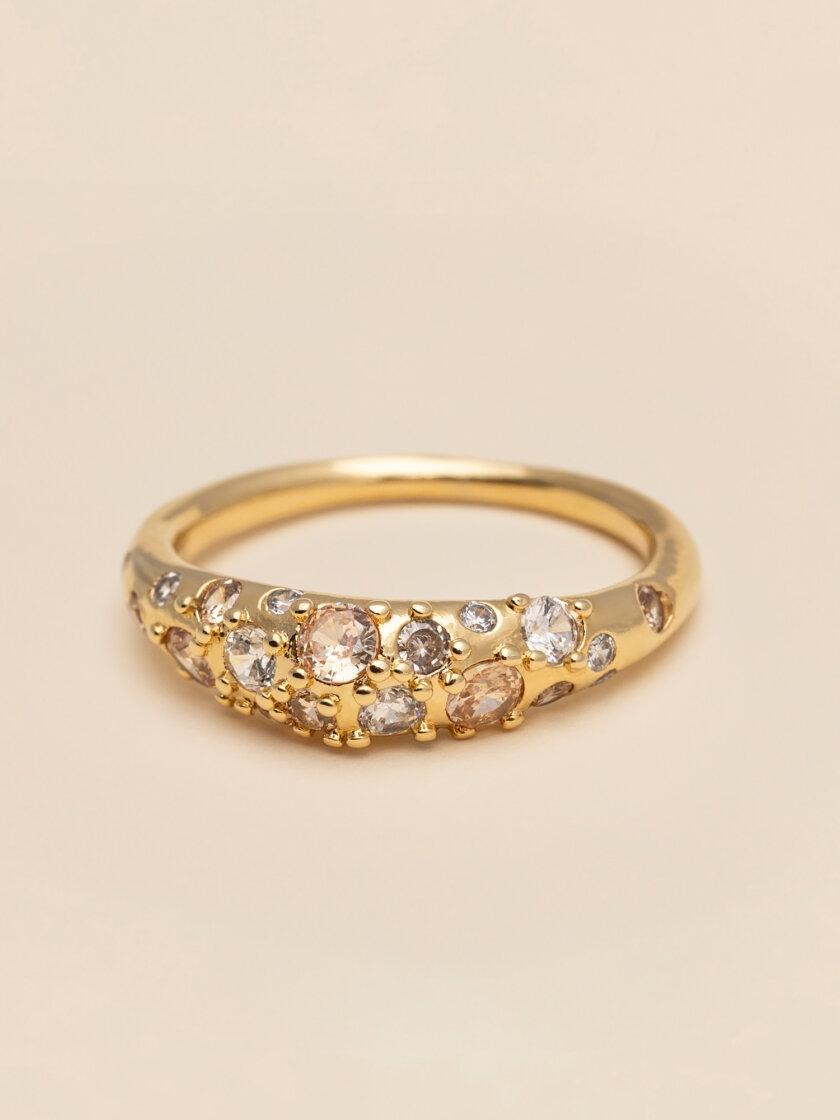 YLVA LI Hermes ring - Crystal / champagne 