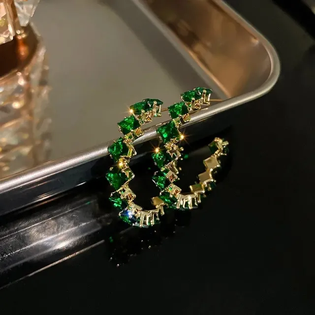 AVI Jewels Aruba hoops gold/emerald