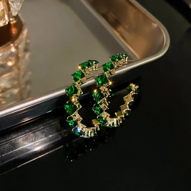 AVI Jewels Aruba hoops gold/emerald