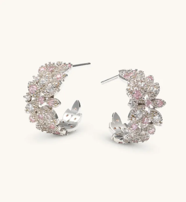 Lily and Rose Laurel Hoops - Silver